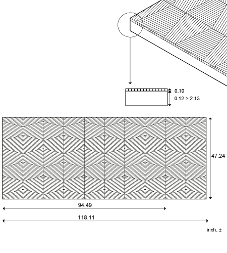 Geometric - Panel one-sided for wall, ceiling and furniture, standard dimensions and build-up