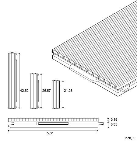Parquet strip for fixed flooring, herringbone, standard dimensions and build-up