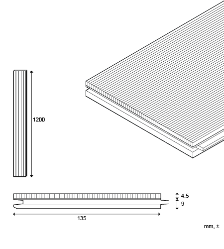 Plexwood® Vector drawing of hardwood upright plywood quality parquet strips veneer flooring