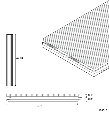 Parquet strip for fixed flooring, staircase and podium, standard dimensions and build-up