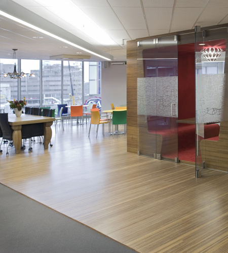 Plexwood® Child Services canteen built-in seats with table in meranti remodeled sandwich veneer panels