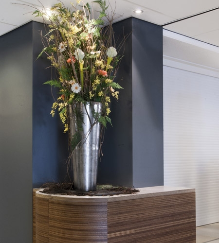 Plexwood® De Beerendonck Nursing Home detail of an outward curved cabinet in re-designed meranti plywood