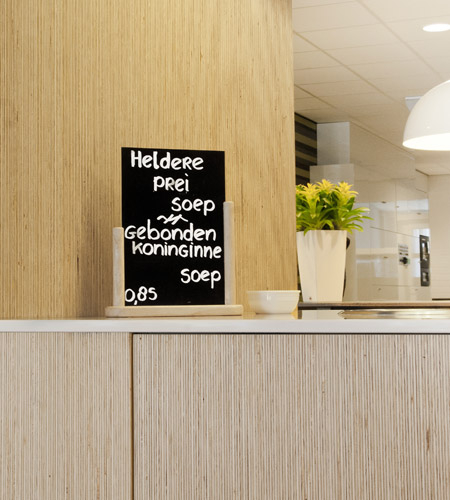 Plexwood® De Meeuwbeemd Elderly Care Home counter detail with cladding in finest deal re-surfaced veneer ply