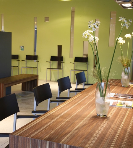 Plexwood® Pet Health Care Deventer table top in meranti short grain plywood furniture panels