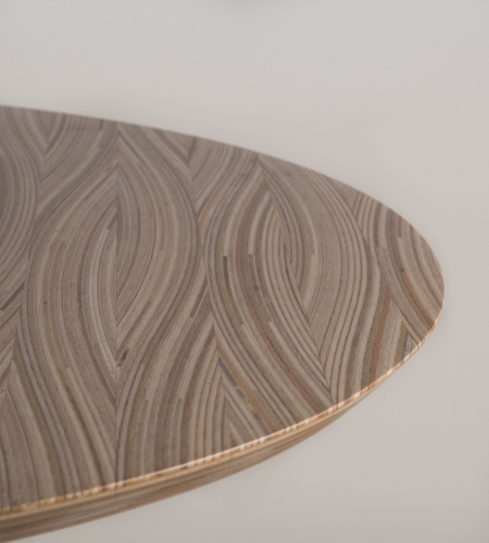 Plexwood® Frank Heerema awesome table with 2D-3D optical illusions with maltese stacked plywood veneers