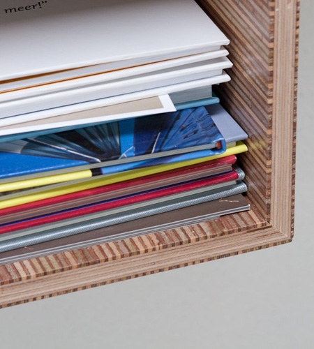 Plexwood® Kastwerk bespoke cabinet unit detail with stacked standing meranti veneer ply on birch substrate