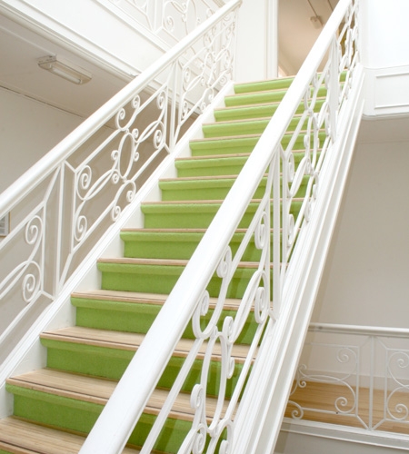Plexwood® Movement marketing agency staircase treads detail in laminated birch hardwood plywood