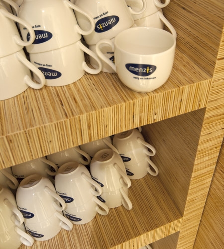 Plexwood® Menzis storage cabinet detail in pine inverse plywood noble veneers