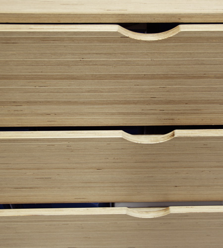 Plexwood® Ta Ti Top shop chester drawer detail in birch sandwich composite veneer