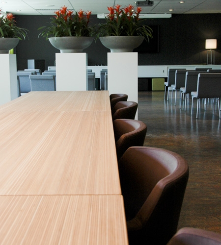 Plexwood® Tree Nursery Van den Berk set of tables together in ocoumé re-glued and pressed plywood veneer