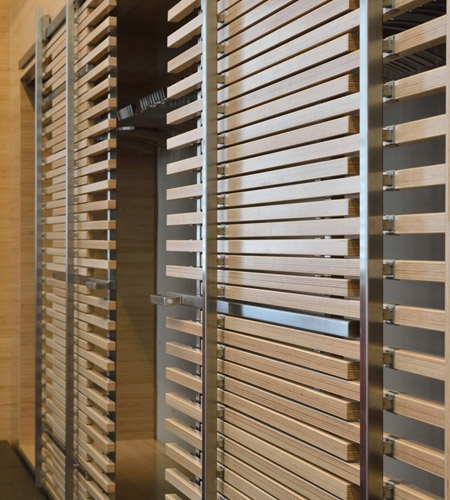 Plexwood® WBG Erfurt detail of feature wardrobe slider doors in ecological beech composed sandwich plywood