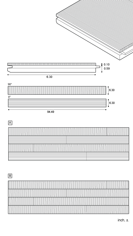 Geometric - Plank for wall and ceiling 0°, 90°, standard dimensions and build-up