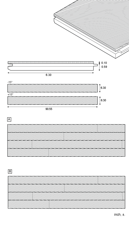 Geometric - Plank for wall and ceiling 15°, standard dimensions and build-up