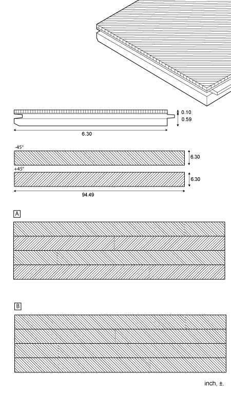 Geometric - Plank for wall and ceiling 45°, standard dimensions and build-up