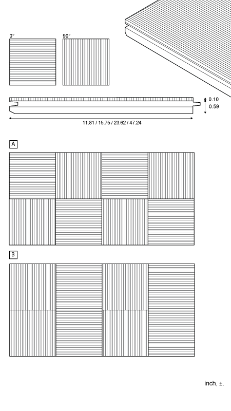 Geometric - Tile for wall and ceiling 0°,90°, standard dimensions and build-up