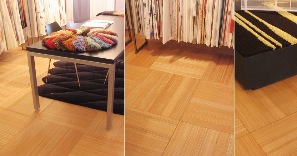 Plexwood® Toonkamer Dutch Design Center (DDC) portable engineered ocoumé tile flooring for textile label showroom