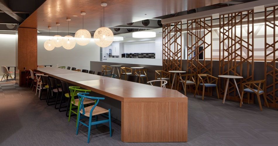 Plexwood® CBRE Global Investors eco interior cladding and flooring in ocoumé comprised plywood surface veneers