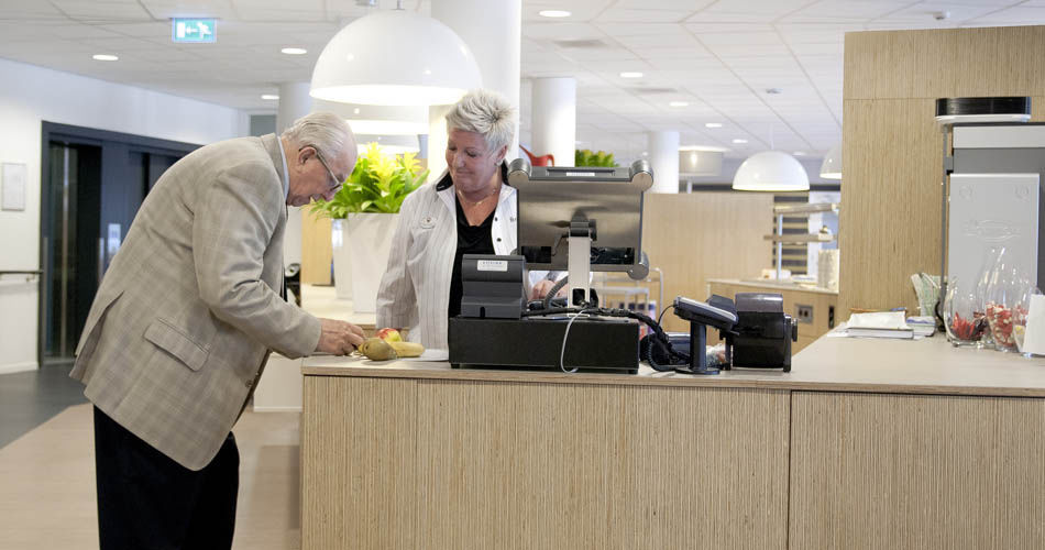 Plexwood® De Meeuwbeemd Elderly Home canteen furniture application with cash counter from deal veneer panels