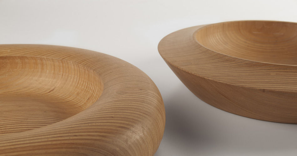 Plexwood® Erik Vos Bols décoratifs  tourné à la main en bois inversée de plis fin  en Massif  et de bords en Hêtre