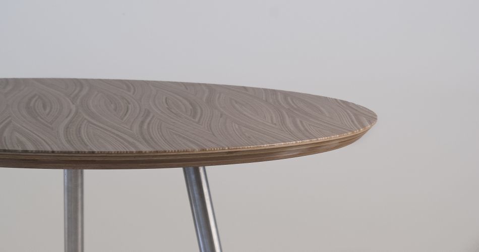 Plexwood® Frank Heerema Furniture Design 3D tables made from special stacked and moulded end ply edge veneer
