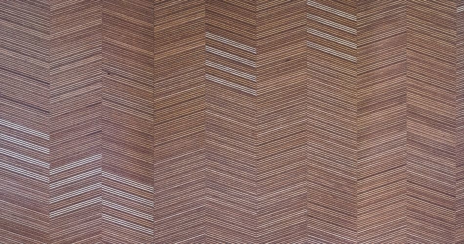 Plexwood® Herringbone designs in architectural speciality plywood materials with angles of 0, 15°, 30° or 45°