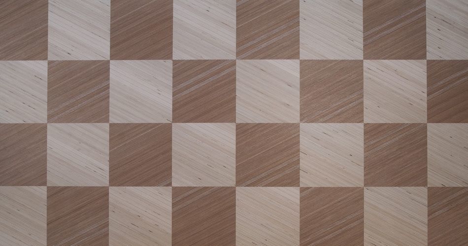Plexwood® Modern interior inlay design veneer products with squares of an angle of 0, 15°, 30°, 45° or 90°