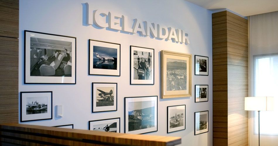 Plexwood® Iceland Air Saga Lounge interior wall of meranti cross-banded plywood surface veneer