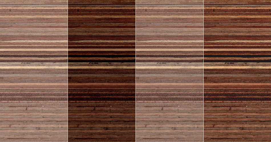 Meranti from left to right, Untreated, Oil/wax, Water-based varnish, Varnish with priming oil