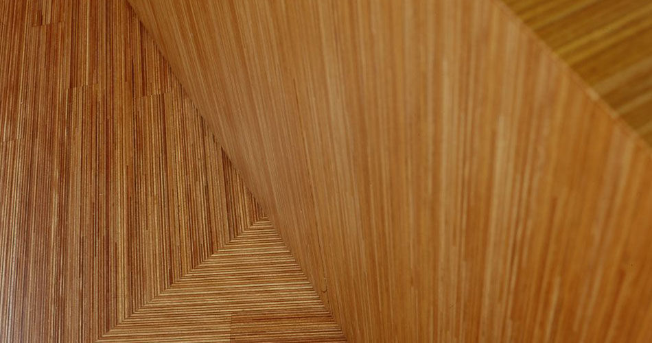 Plexwood® MuZIEum, Library for the Blind detail of the floor and display cabinet in ocoumé