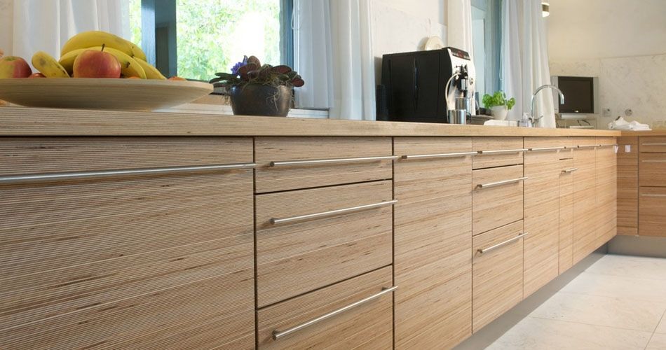 Plexwood® Residential kitchen living doors and drawers in eco birch remodelled sandwich veneer plywood