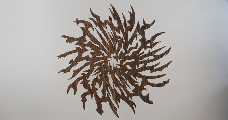 Plexwood® Secondnature contemporary Britsh sculpturists Ian Turnock and Susan Laughton with abstract sculpture