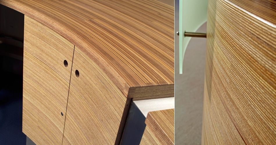 Plexwood® Van Hall Larenstein University of Applied Sciences central hall enquiry desk with see through cabinet