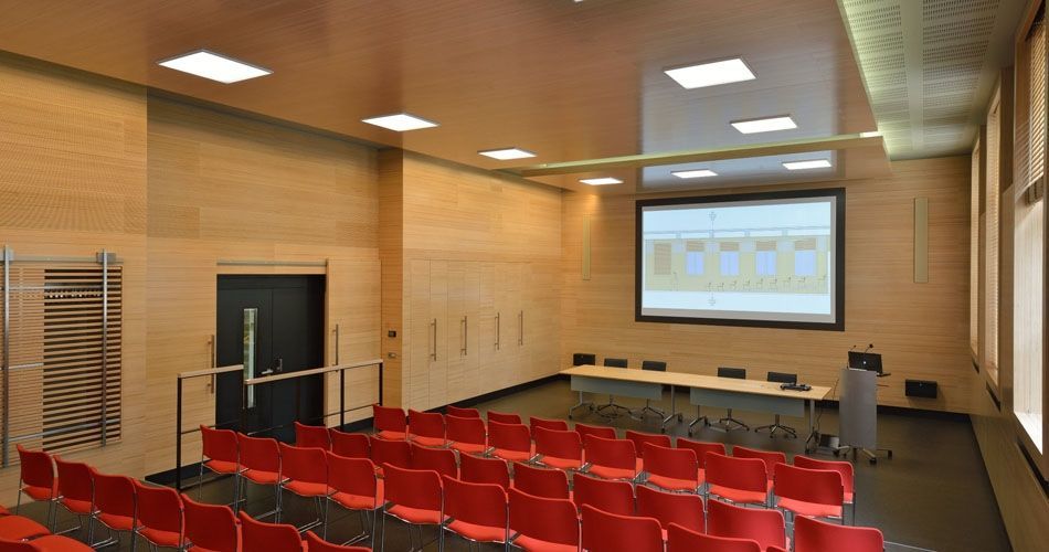 Plexwood® WBG Einheit Erfurt conceptual interior architecture with eco beech re-glued plywood veneer products