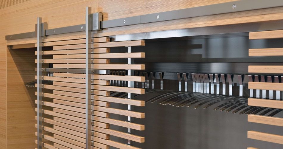 Plexwood® WBG Erfurt wardrobe detail with feature doors from eco sensible beech re-ply composite plywood veneers