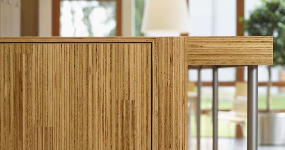 Plexwood® SHR cabinet close-up in natural pine sandwich composite plywood panels